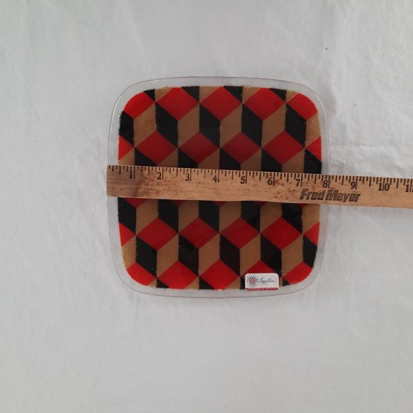 ❤️❤️ Peggy Karr Fused Glass 8" square plate - Picture 4 of 5